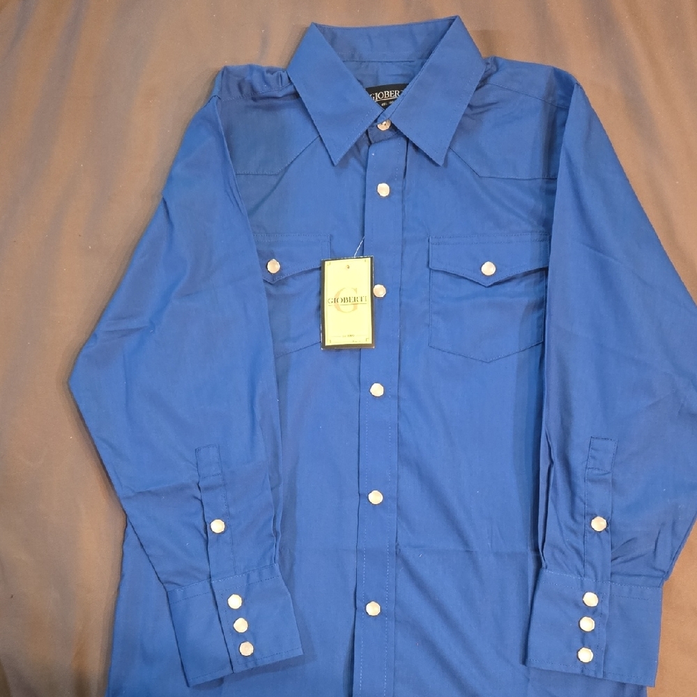 Roberto Boys' Long-Sleeve Button-Down Shirt in Blue
